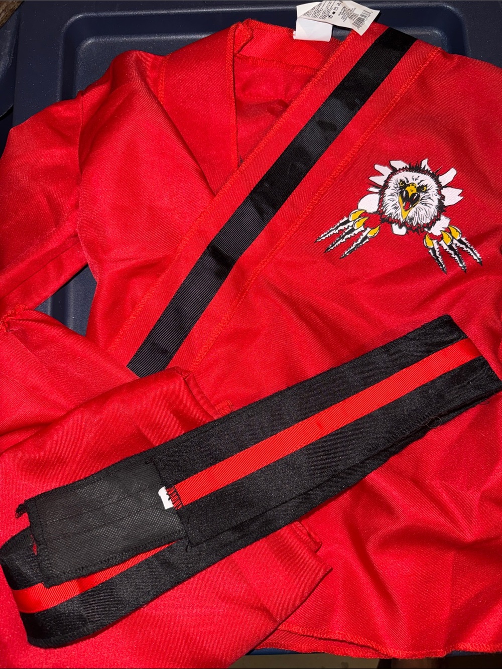 Cobra Kai red martial Arts Style Jacket with Eagle and pants and belt